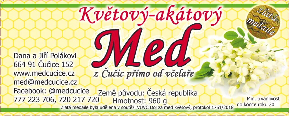 Etiketa Akátový med z Čučic