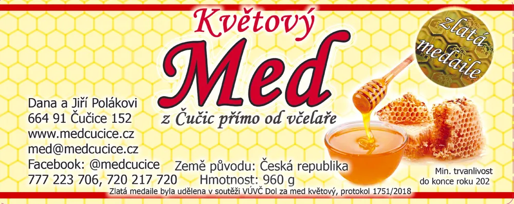 Etiketa Květový med z Čučic