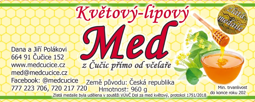 Etiketa Lipový med z Čučic