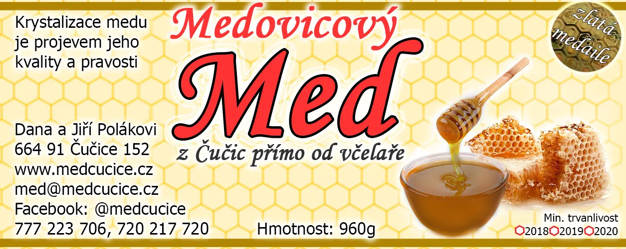 Etiketa Medovicový med z Čučic přímo od včelaře