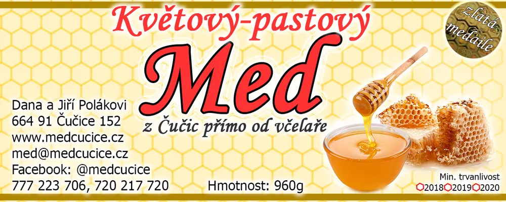 Etiketa Pastovaný med z Čučic