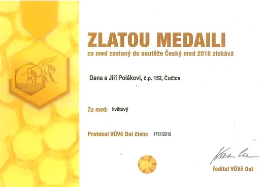 Zlatá medaile Český med 2018